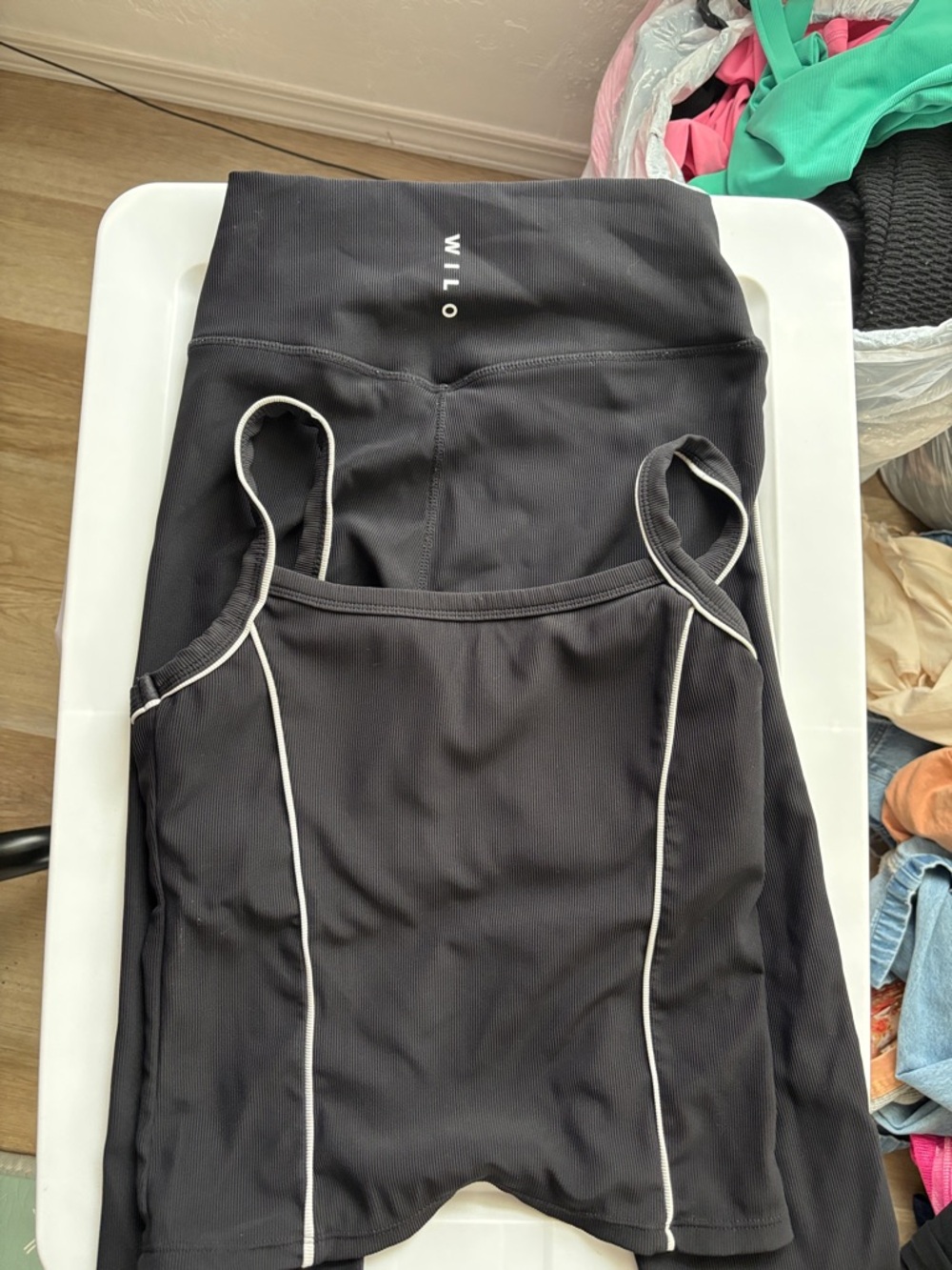 Wilo Black Piped Sports Bra Tank Top